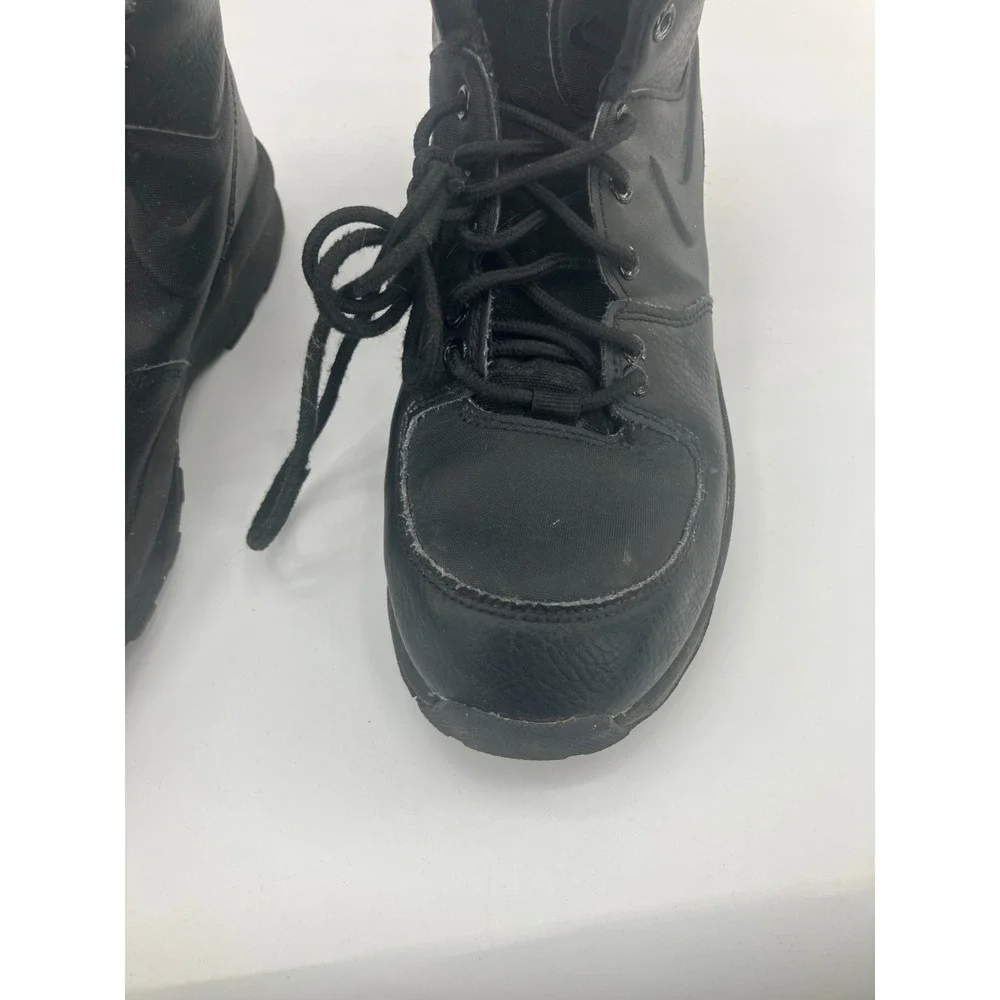 Nike Manoa Leather BQ5372-001 Boots Kids US 5.5 Black Lace Up Round Toe Ankle